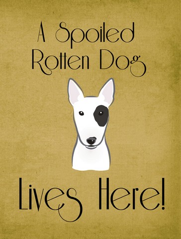 BB1457GF Bull Terrier Spoiled Dog Lives Here Flag Garden Size