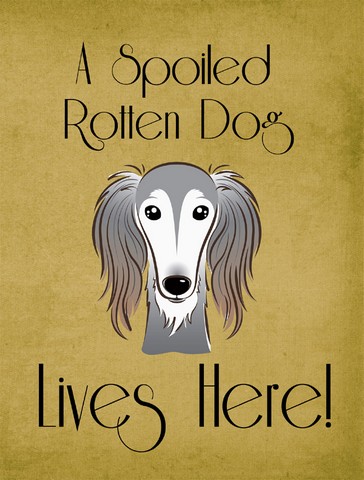 BB1477GF Saluki Spoiled Dog Lives Here Flag Garden Size