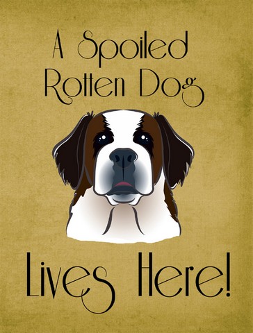 BB1494GF Saint Bernard Spoiled Dog Lives Here Flag Garden Size
