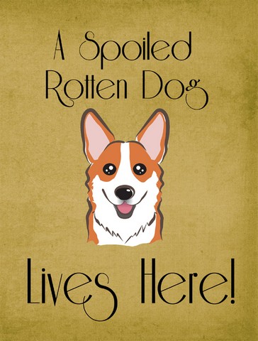 Red Corgi Spoiled Dog Lives Here Flag Garden Size