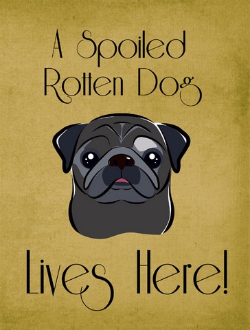 Black Pug Spoiled Dog Lives Here Flag Garden Size