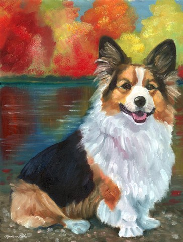 Corgi By The Lake Flag Garden Size