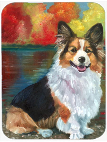 Picture of Carolines Treasures 7294LCB Corgi By The Lake Glass Cutting Board- Large
