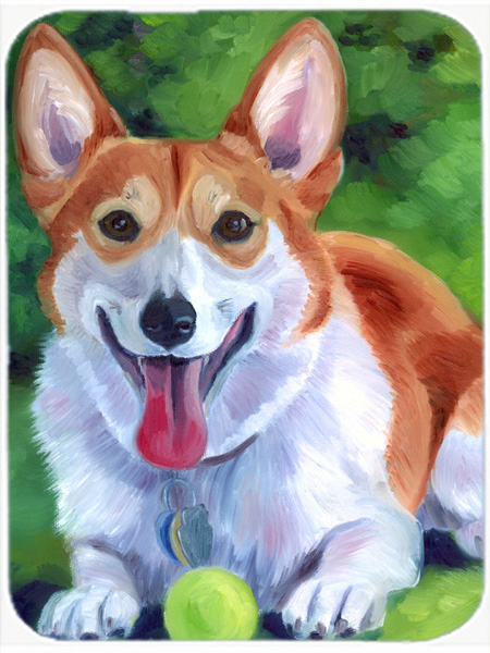 Picture of Carolines Treasures 7296LCB Corgi With Green Ball Glass Cutting Board- Large