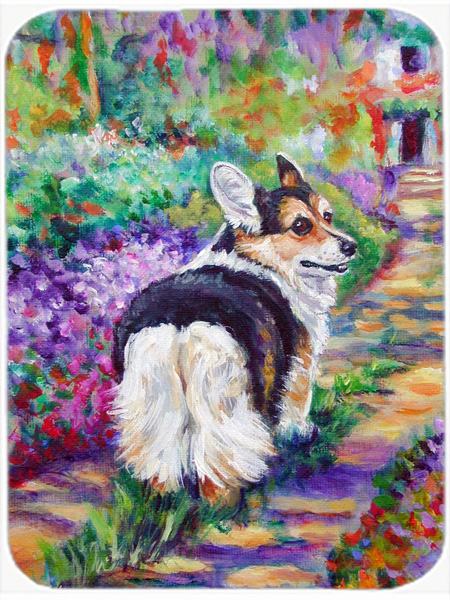 Picture of Carolines Treasures 7297LCB Corgi Garden Path Glass Cutting Board- Large