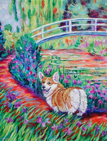 Corgi Footbridge Flag Canvas House Size