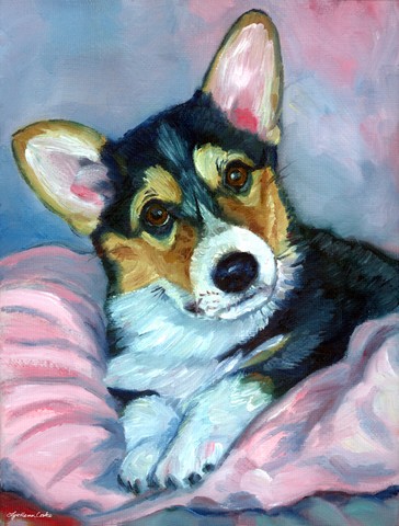 Corgi Puppy With Pink Blanket Flag Garden Size