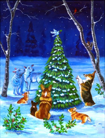 Corgi Christmas Peace Flag Canvas House Size