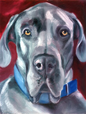 Great Dane Natural Ears Blue Collar Flag Garden Size