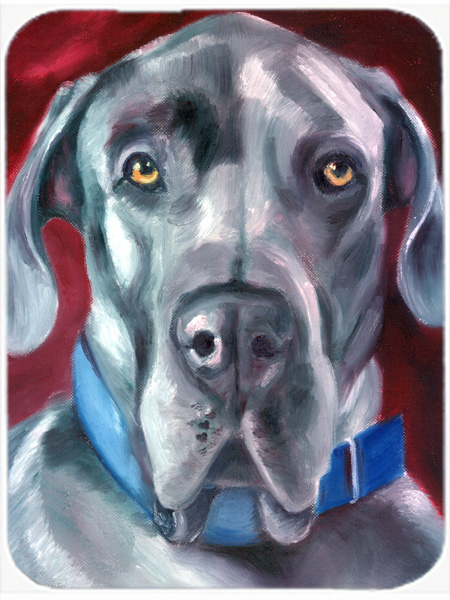 Picture of Carolines Treasures 7310LCB Great Dane Natural Ears Blue Collar Glass Cutting Board- Large