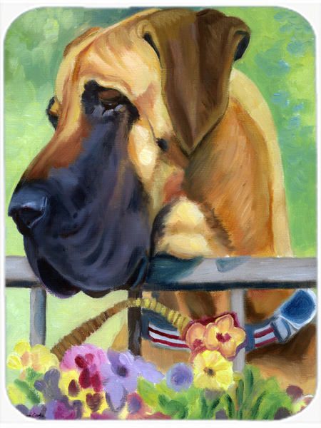 Picture of Carolines Treasures 7311LCB Great Dane Natural Ears Fawn In Flowers Glass Cutting Board- Large