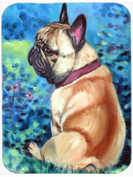 Picture of Carolines Treasures 7313LCB Fawn French Bulldog In Flowers Glass Cutting Board- Large