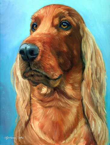 Irish Setter In Blue Flag Garden Size