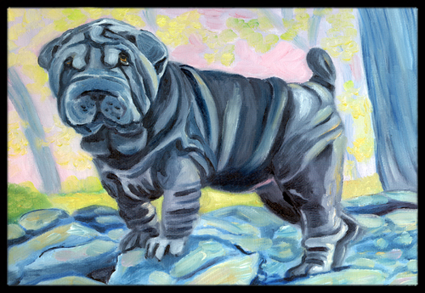 Blue Shar Pei Indoor & Outdoor Mat, 18 x 27 in.