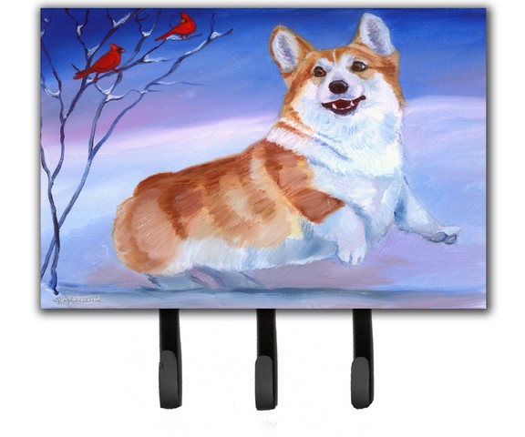 Corgi Snow Cardinal Leash & Key Holder