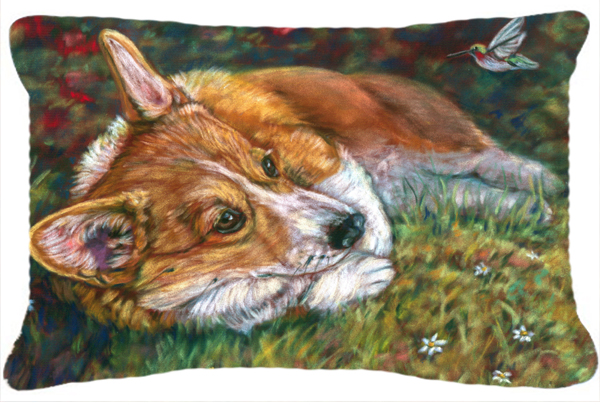 Corgi Pastel Hummingbird Fabric Decorative Pillow