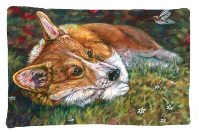 Corgi Pastel Hummingbird Fabric Standard Pillowcase