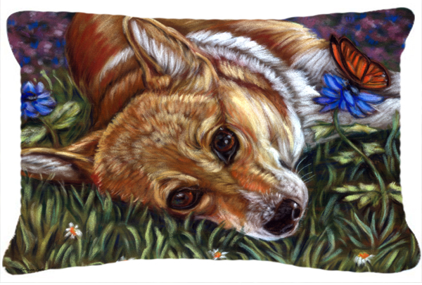 Corgi Pastel Butterfly Fabric Decorative Pillow