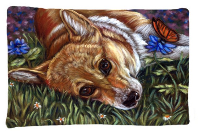 Corgi Pastel Butterfly Fabric Standard Pillowcase