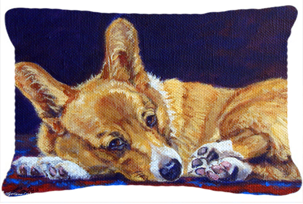Corgi Blue Lonesome Fabric Decorative Pillow