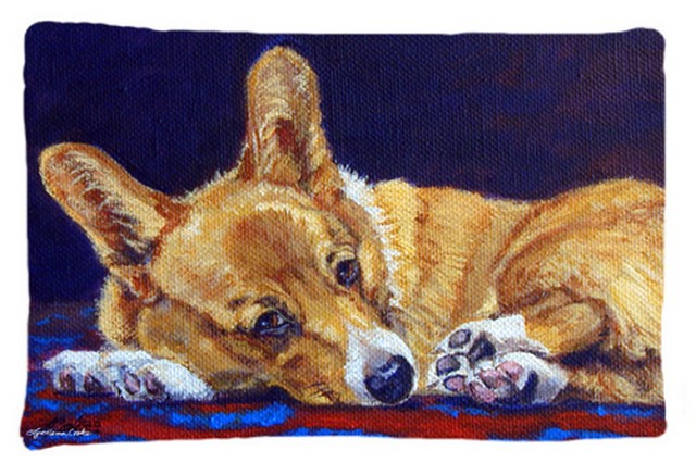 Corgi Blue Lonesome Fabric Standard Pillowcase