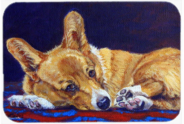 Picture of Carolines Treasures 7320LCB Corgi Blue Lonesome Glass Cutting Board- Large