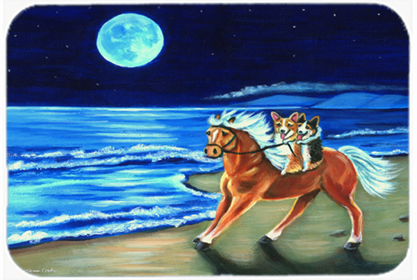 Picture of Carolines Treasures 7318LCB Corgi Beach Ride On Horse Glass Cutting Board- Large