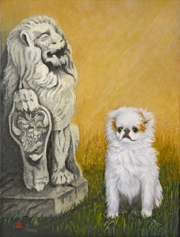 Japanese Chin Omar Flag Canvas House Size