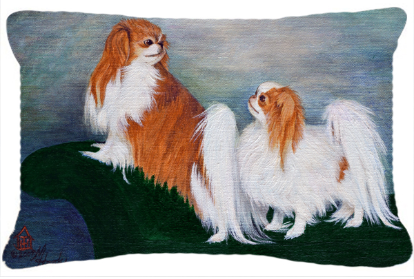 Japanese Chin Standing On My Tail Fabric Decorative Pillow