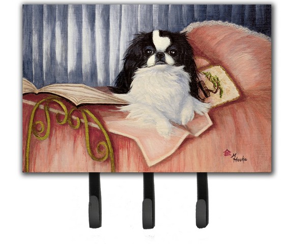 Japanese Chin Reading In Bed Leash & Key Holder