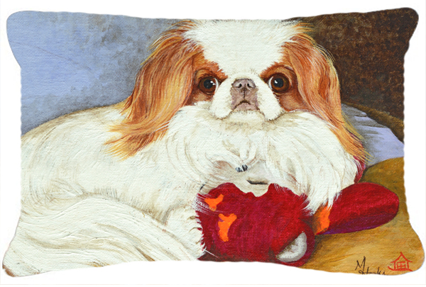 Japanese Chin Pink Gorilla Fabric Decorative Pillow