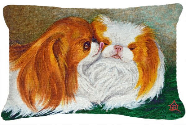 Japanese Chin Best Friends Fabric Decorative Pillow