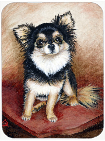 Chihuahua Long Hair Glass Cutting Board, Large