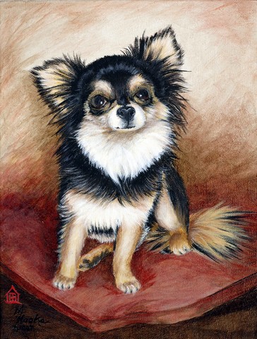 Chihuahua Long Hair Flag Canvas House Size