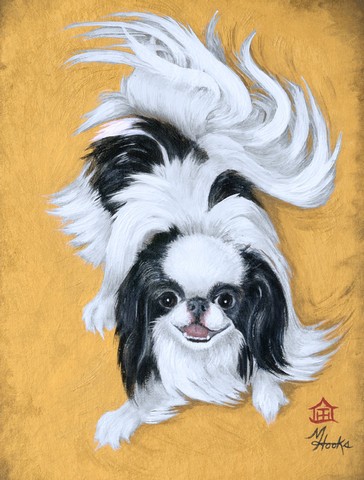 Japanese Chin Black White Play Flag Garden Size