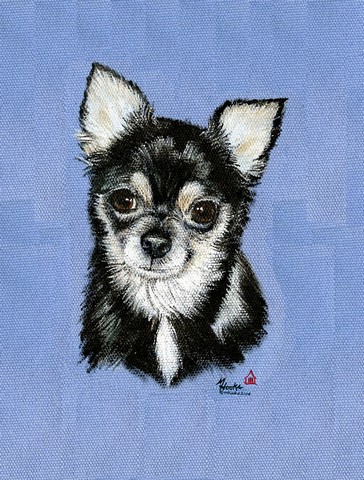 Chihuahua In Blue Flag Canvas House Size
