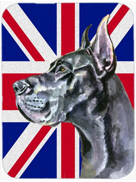 Black Great Dane With English Union Jack British Flag Mouse Pad, Hot Pad & Trivet