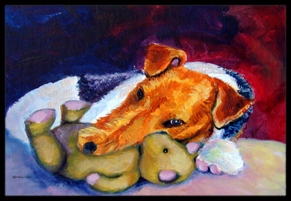 Fox Terrier And Teddy Bear Indoor & Outdoor Mat 18 x 27 in.