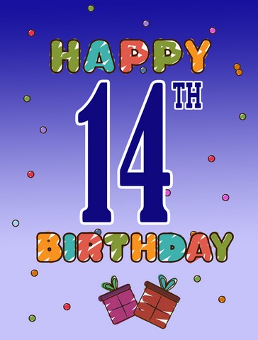 CJ1105GF Happy 14Th Birthday Flag Garden Size