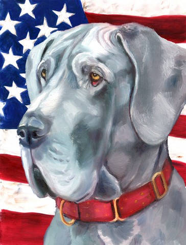 Great Dane Usa Patriotic American Flag Flag Canvas House Size