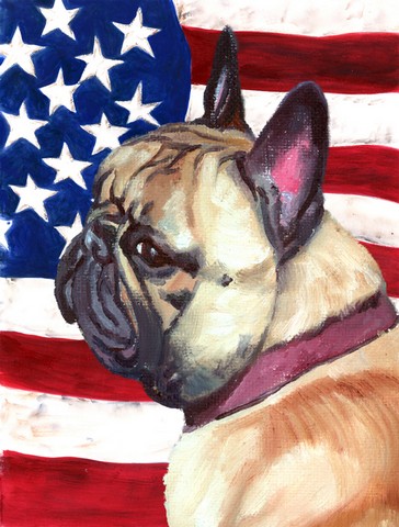 LH9545CHF French Bulldog Frenchie Usa Patriotic American Flag Flag Canvas House Size