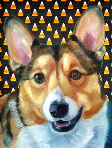 Corgi Candy Corn Halloween Flag Canvas House Size