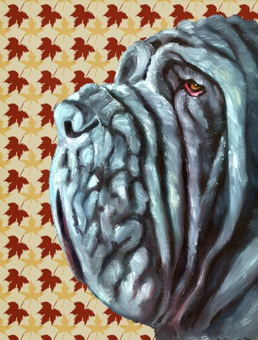 Neapolitan Mastiff Fall Leaves Flag Canvas House Size
