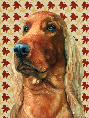 Irish Setter Fall Leaves Flag Canvas House Size