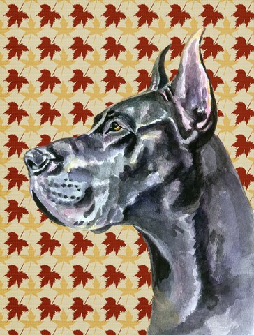 Black Great Dane Fall Leaves Flag Canvas House Size