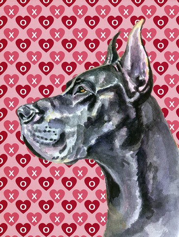 Black Great Dane Hearts Love And Valentines Day Flag Canvas House Size