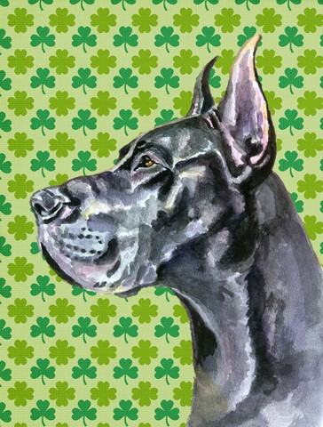 Black Great Dane St. Patricks Day Shamrock Flag Canvas House Size