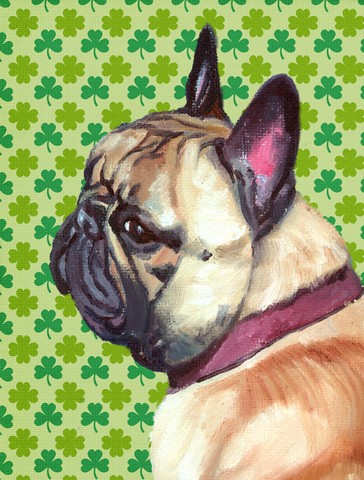 French Bulldog Frenchie St. Patricks Day Shamrock Flag Canvas House Size