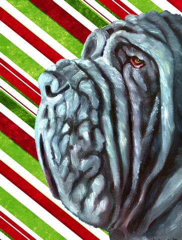 Neapolitan Mastiff Candy Cane Holiday Christmas Flag Canvas House Size