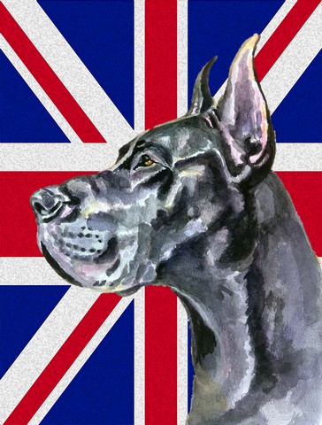 Black Great Dane With English Union Jack British Flag Flag Canvas House Size